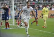  ?? MARTIN MEISSNER — THE ASSOCIATED PRESS FILE ?? In this file photo, United States’ Abby Wambach celebrates scoring her side’s second goal during a semifinal match against France at the Women’s Soccer World Cup in Moenchengl­adbach, Germany. Wambach is astonished when she reflects on the year she’s...