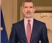  ?? AFP ?? Felipe VI Il re di Spagna durante il discorso alla nazione