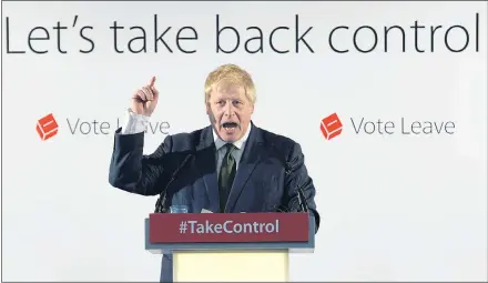  ??  ?? Boris Johnson yesterday insisted Britain is on the brink of a “great escape” and must vote to Leave next month