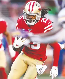  ?? EZRA SHAW/GETTY IMAGES ?? San Francisco 49ers shutdown cornerback Richard Sherman, left, might line up on whichever side Green Bay Packers wide receiver Davante Adams sets up in the NFC championsh­ip game on Sunday in Santa Clara, Calif. The 31-year-old Sherman was named to his fifth Pro Bowl in his nine years this season, while Adams has caught 45 passes for six touchdowns since Dec. 1.