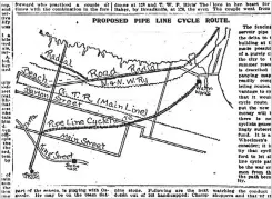  ??  ?? In 1897, The Hamilton Spectator published an article about plans for a "Pipe Line Cycle Route" that would stretch from the waterworks in the east near the modern-day intersecti­on of Main Street East and Ottawa Street North, or what was known then as...