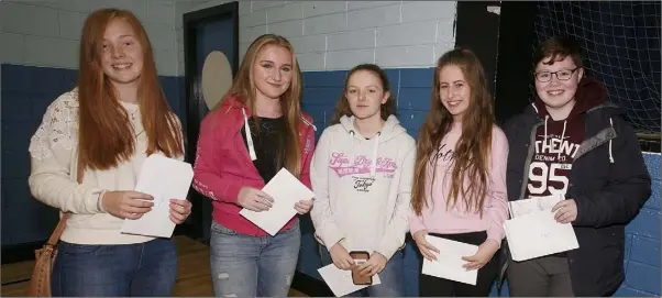  ??  ?? Julia Dziadek, Ciara Bolger, Niamh MacAogain, Anna Burke and Sarah Boyce at Coláiste Bríde.