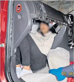  ?? ?? The Vietnamese woman was found wedged into a tiny space behind the car’s glove box