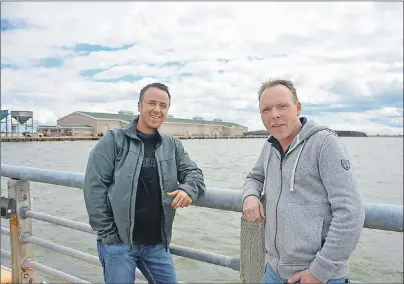  ?? COLIN MACLEAN/JOURNAL PIONEER ?? Scott MacGregor, left, and Steve Darrach are two of three co-owners of Off the Wallz Splash Park, which will be coming to the Summerside waterfront this summer.