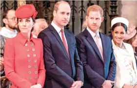  ??  ?? Frosty: The Cambridges and Sussexes in Westminste­r Abbey