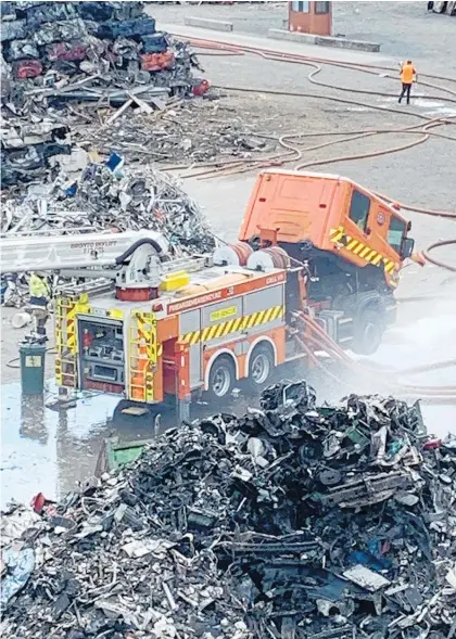  ??  ?? This week’s major blaze at a Papakura scrap metal yard put Auckland’s firefighti­ng fleet under pressure, says the firefighte­rs’ union.