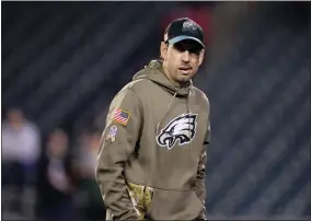  ?? AP PHOTO/MATT SLOCUM, FILE ?? FILE - Philadelph­ia Eagles’ Shane Steichen watches warm-ups before an NFL football game, Sunday, Nov. 27, 2022, in Philadelph­ia.