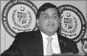  ?? AP/B.K. BANGASH ?? Pakistan Foreign Ministry spokesman Mohammad Faisal in Islamabad confirms sanctions Wednesday against the head of an outlawed group.