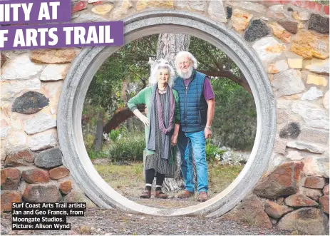  ?? ?? Surf Coast Arts Trail artists Jan and Geo Francis, from Moongate Studios.
Picture: Alison Wynd