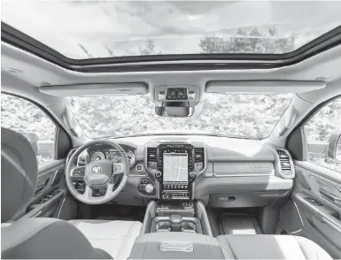  ?? DARREN STONE, TIMES COLONIST ?? The optional panoramic sunroof gives the Ram 1500 a spacious, airy interior.