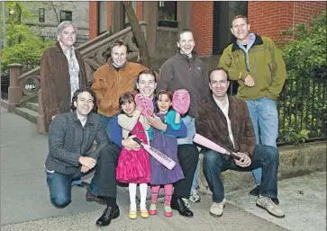  ?? Photo from Bruce Feiler ?? THE ORIGINAL Council of Dads with Bruce Feiler, at center with his twin daughters on their fifth birthday.