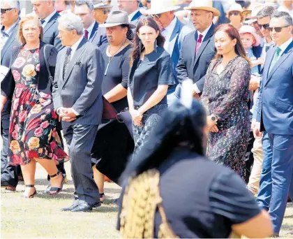  ?? Photo / Bevan Conley ?? The Government representa­tives, led by Prime Minister Jacinda Ardern, arrive at Ratana last year.