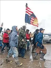  ?? BLAKE NICHOLSON/AP ?? The Standing Rock Sioux tribe’s fight against the Dakota Access pipeline keeps land rights on the minds of many.