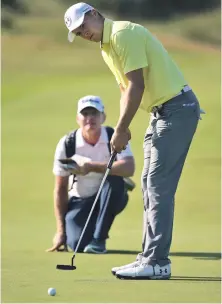  ?? AP PHOTO ?? ON A ROLL: Jordan Spieth putts on the fourth green yesterday at Royal Birkdale.