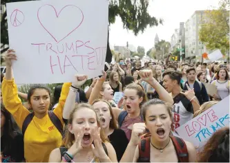  ?? — AP ?? SAN FRANCISCO: In this Thursday, Nov 10, 2016, file photo, high school students protest in opposition of Donald Trump’s presidenti­al election victory.