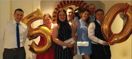  ??  ?? Members of Awbeg Macra who attended Banteer Macra’s 50th Anniversar­y Ball in Killarney last Saturday. Adrian Curtain, Breda Forrest, Ciara Howard, Eric O’Keeffe, Shannon Murphy, Patrick O’Keeffe and Chris Buckley.