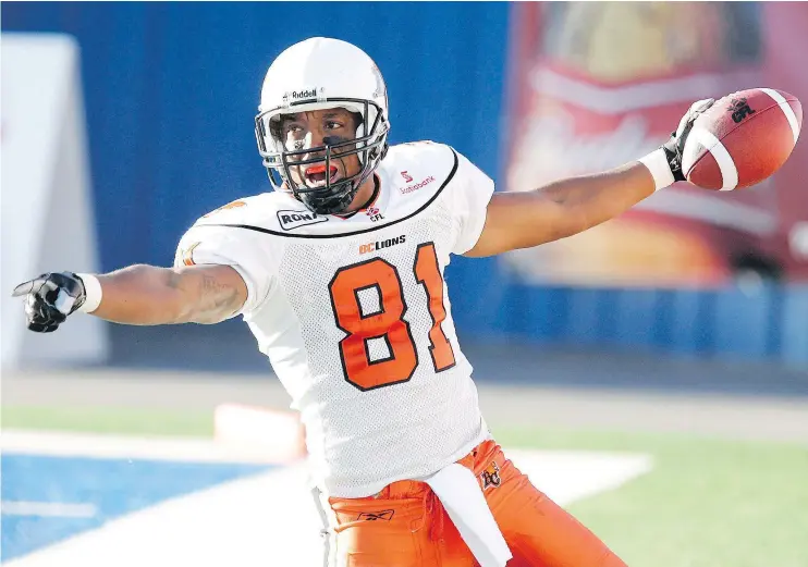  ?? — PHOTOS: THE CANADIAN PRESS FILES ?? Former B.C. Lions receiver Geroy Simon holds the CFL record for both receptions and total yards. He is now a member of the league’s Hall of Fame.