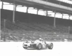  ??  ?? Below left: The Valvoline Twin Special at Indy during practice early in May 1966. Note the empty grandstand­s. Cheesbourg was never able to get the car up to the speed necessary to qualify and eventually went looking for a better car to drive