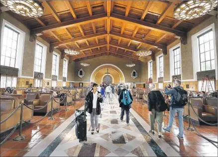  ?? Photograph­s by Al Seib Los Angeles Times ?? UNION STATION is celebratin­g its 80th anniversar­y this year. Officials are convinced rail is going to be a much bigger part of Southern California’s transit future. “We’re in a rail renaissanc­e right now,” said Jeanet Owens, Metro’s senior executive officer.