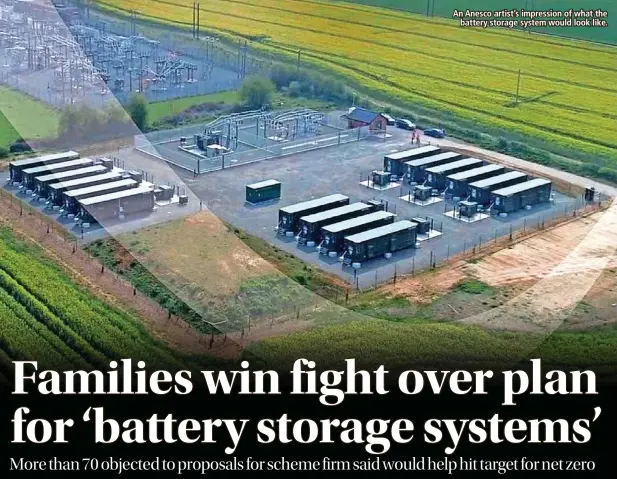  ?? ?? An Anesco artist’s impression of what the battery storage system would look like.