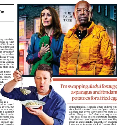  ??  ?? REAL DRAMA: Suranne Jones and Lennie James in Save Me Too, left. Below: Jamie Oliver