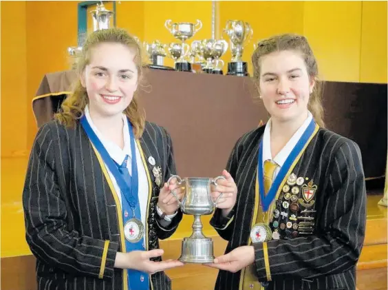  ??  ?? Lydia Whyte and Bridget Bone were co-winners of the Claire Anderson Cup and Prize Dux Litterarum at Nga Tawa School in 2018.