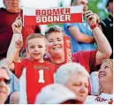  ?? [PHOTO BY NATE BILLINGS, THE OKLAHOMAN] ?? Owen Blanton, 5, started OU’s Twizzler tradition when he ate a snack during last year’s regional game against Tulsa.