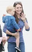  ?? CHRIS JACKSON/GETTY IMAGES ?? Catherine, Duchess of Cambridge, appears at a charity polo event with Prince George.
