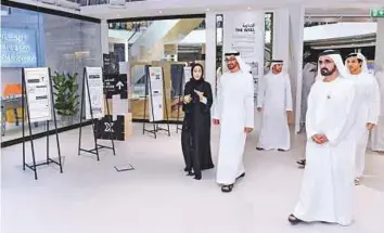  ?? Courtesy: Dubai Media Twitter ?? His Highness Shaikh Mohammad Bin Rashid Al Maktoum and His Highness Shaikh Mohammad Bin Zayed Al Nahyan tour the new youth centre along with Shaikh Hamdan Bin Mohammad Bin Rashid Al Maktoum, Crown Prince of Dubai and Chairman of Dubai Executive...