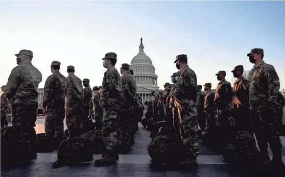  ?? ANDREW CABALLERO-REYNOLDS/AFP VIA GETTY IMAGES ?? Up to 15,000 National Guard troops will be available to help protect the Capitol for Joe Biden’s presidenti­al inaugurati­on.