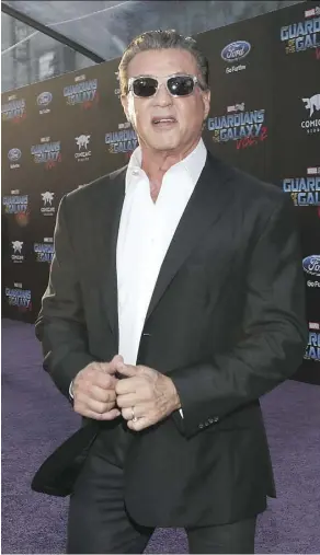  ?? RICH POLK/GETTY IMAGES/FILES ?? Sylvester Stallone decided to take a chance on a role in Guardians of the Galaxy Vol. 2: “Let me drop in here and see what’s up, where the future’s going, you know, and it was great.”