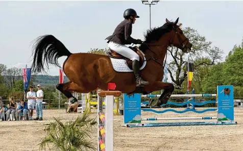  ?? Fotos: Inge von Wenczowski ?? Hoch hinaus ging es beim Springen der Klasse S am ersten Wochenende der Pöttmeser Turniertag­e auf Gut Sedlbrunn.