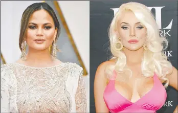  ?? —GETTY IMAGES ?? Courtney Stodden, right, says Chrissy Teigen's apology sounds insincere.