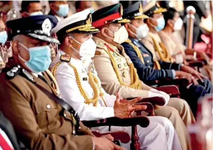  ??  ?? The acting Police Chief and armed forces commanders at the Victory Day ceremonies.
