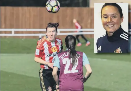  ??  ?? Sunderland Ladies’ Steph Bannon in action against Aston Villa Ladies at Eppleton CW. Inset: New head coach Melanie Reay