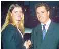  ??  ?? Memories: Constantin­e with Viscount Linley, above, and with her former TV co-presenter, Trinny Woodall, left