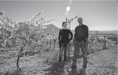  ??  ?? Storm Cellar winery co- founders Jayme Henderson, left, and Steve Steese. William Woody, Special to The Denver Post