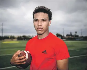  ?? Allen J. Schaben Los Angeles Times ?? AMON-RA ST. BROWN, freshman receiver, on his goal at USC: “I want to win the Heisman. All three years.” St. Brown has an unblinking seriousnes­s about football. “He never played with toys,” his mom says. “Never.”