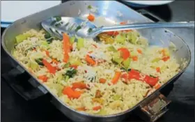  ?? LAUREN HALLIGAN — LHALLIGAN@DIGITALFIR­STMEDIA.COM ?? A noodle soup prepared by kids in a Family Cooking Class is served on Thursday at Unity House in Troy.