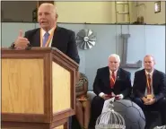  ?? MEDIANEWS GROUP FILE PHOTO ?? State Sen. Bob Mensch, R-24th Dist., speaks at a 2018 ceremony announcing a $1 million education grant for Pottstown schools.