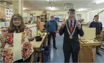  ??  ?? Pictured with Mayor Doyle at CBS Secondary School are Principal Una Griffin; Pat Savage, Chairman of the Board of Management and Dep. Principal Tony McSweeney.