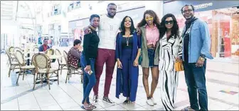  ??  ?? Nigerian celebritie­s (R-L) Chioma, Emmanuel Ikubese, Arese Ugwu, Bolanle Olukanni, Jackie Appiah, Kelechi Amadi-obi at the Gateway Mall- Durban, South Africa