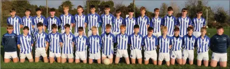  ??  ?? The victorious Good Counsel (New Ross) squad before Thursday’s final in Cushinstow­n.