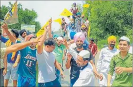  ?? PTI ?? Supporters of SAD (Amritsar) candidate Simranjit Singh Mann celebrate after his victory in the Sangrur Lok Sabha bypoll on Sunday.