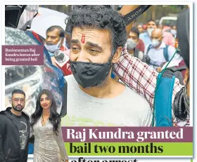  ?? PHOTO: PUNIT PARANJPE/AFP ?? Businessma­n Raj Kundra leaves after being granted bail