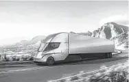  ?? Tesla rendering via New York Times ?? The Tesla Semi is a prototype electric-powered truck.