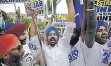  ?? AFP FILE ?? A protest at Trafalgar Square in central London on August 12.