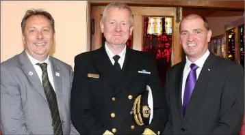  ??  ?? ABOVE: Enniscorth­y Municipal District manager Padraig O’Gorman, Commodore Hugh Tully and Minister Paul Kehoe. ABOVE RIGHT: Joe Maddock, Fergus Wickham and David Moloney