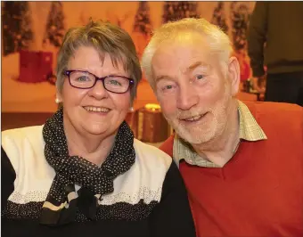  ??  ?? Enjoying the Taghmon senior citzens party in the Oak Tree, Foulksmill­s were Eileen and Pat Lacey, Trinity.