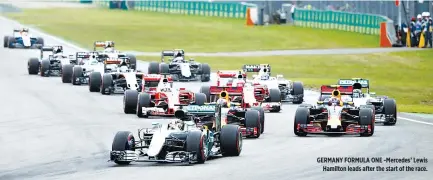  ??  ?? GERMANY FORMULA ONE -Mercedes’ Lewis Hamilton leads after the start of the race.